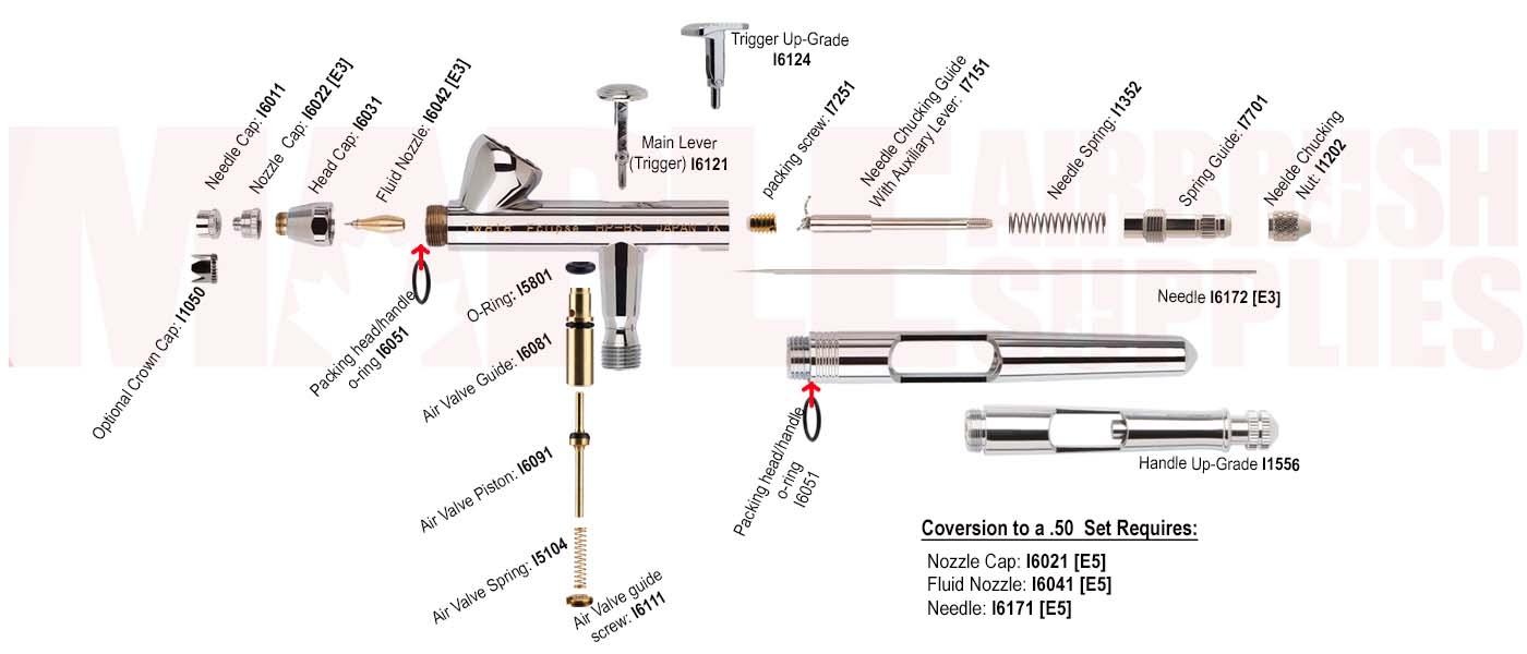 iwata Eclipse HP-BS Airbrush Parts