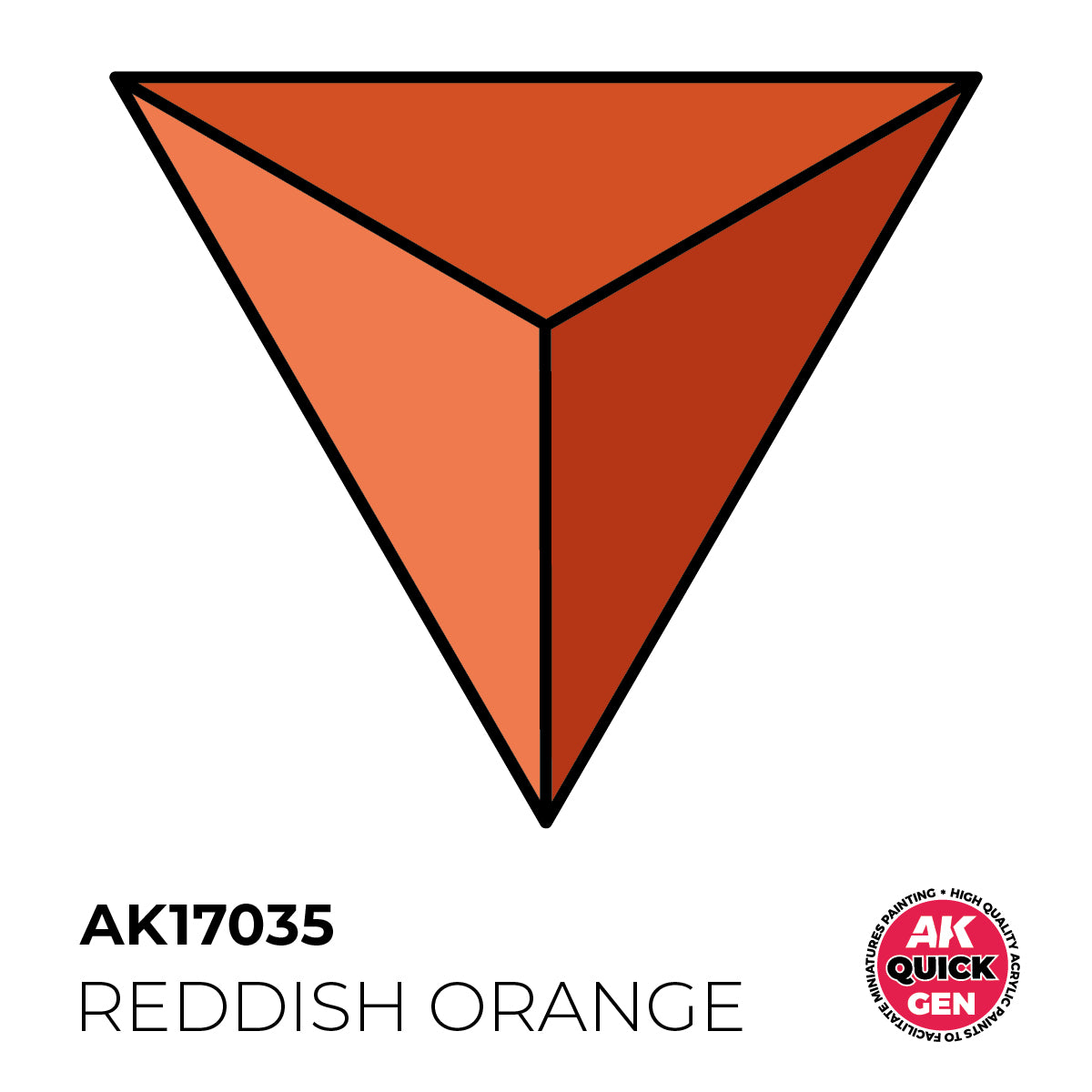 AK Interactive Quick Gen Reddish Orange showing a matte fiery reddish orange shade for lava and magical effects.