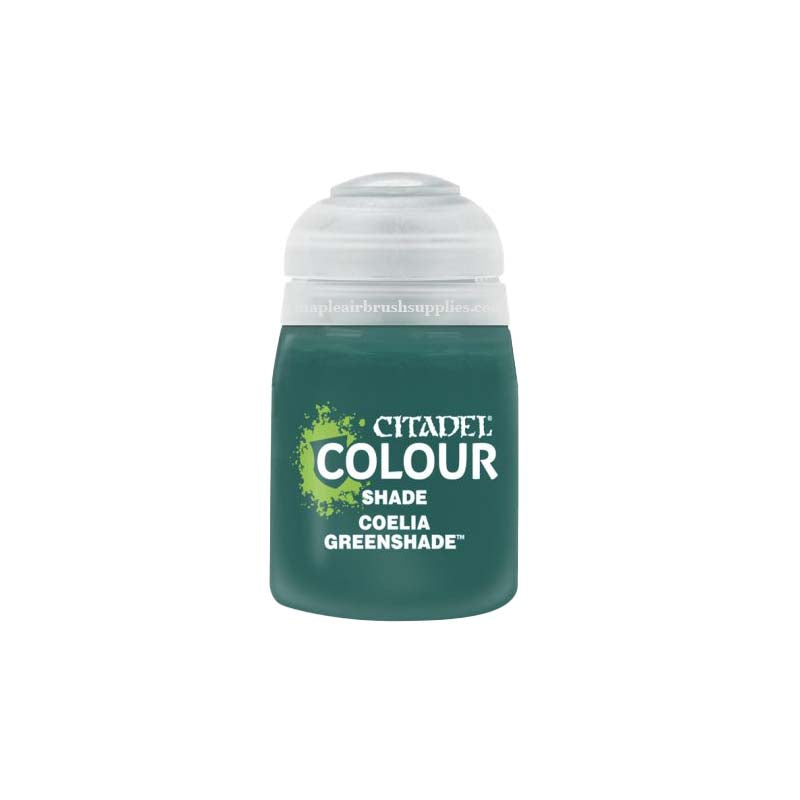 Citadel Shade Coelia Greenshade water-based acrylic shade paint for adding depth and shading to miniatures.