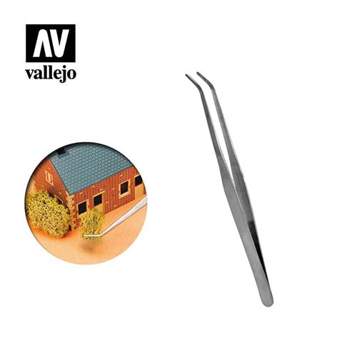 Vallejo Strong Curved Stainless Steel Tweezers 175mm