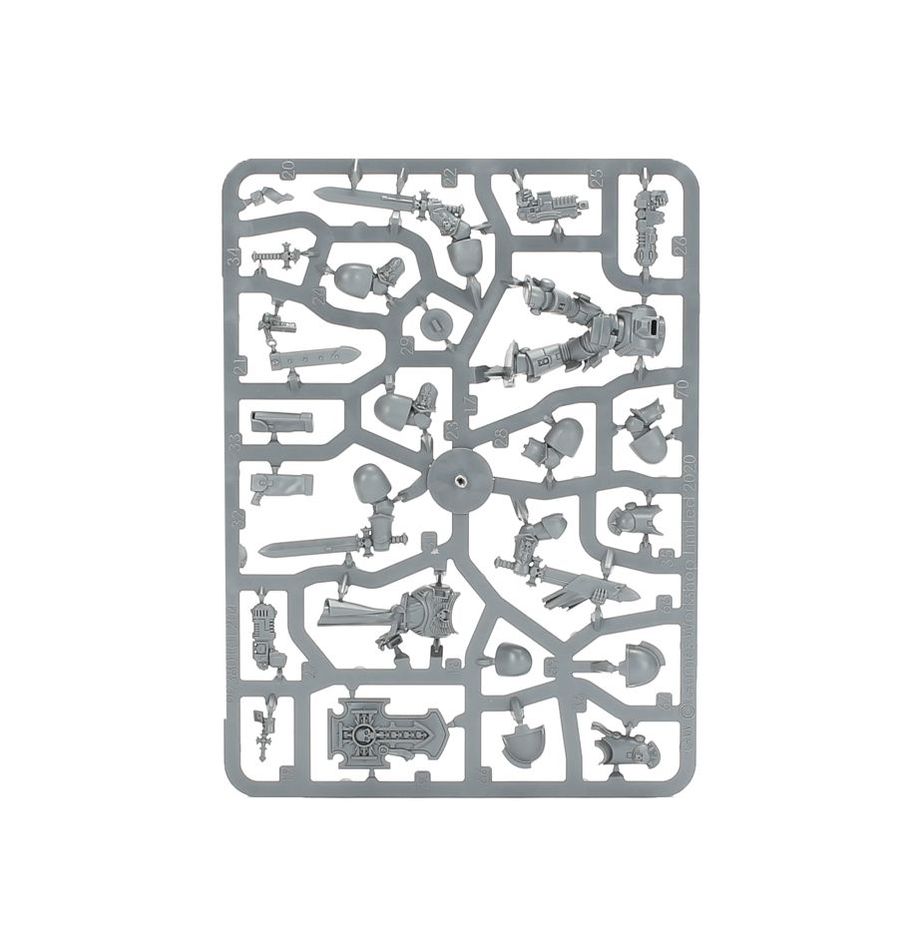 Warhammer 40K Space Marines Bladeguard Veterans plastic sprue with detailed parts for assembling elite close combat warriors.