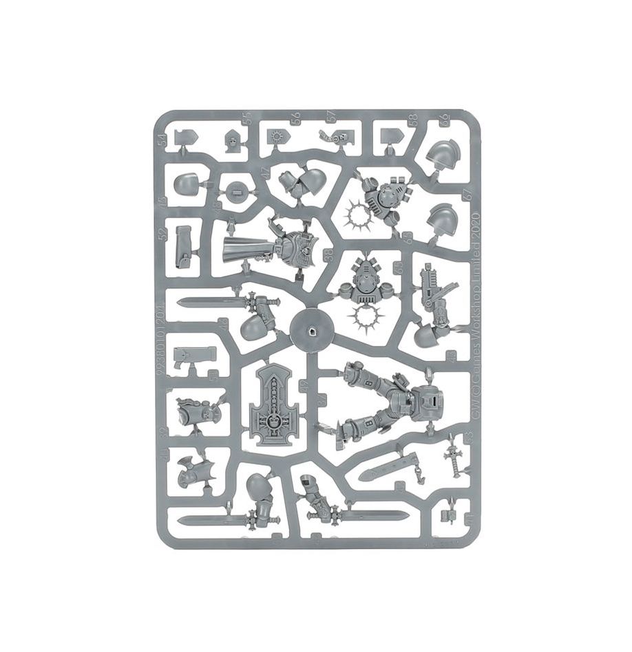 Warhammer 40K Space Marines Bladeguard Veterans plastic kit sprue featuring parts for assembling three elite close combat Space Marines models.