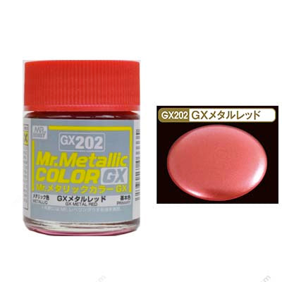 Mr Color GX Metallic Red GX202 vibrant metallic paint with smooth application for detailed projects.