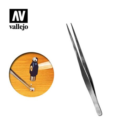 Vallejo Straight Tip Stainless Steel Tweezers 175mm