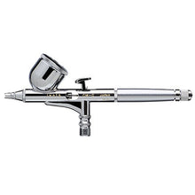 Iwata Custom Micron CM-C airbrush with 0.23mm nozzle, gravity-feed cup, and polished stainless steel needle for professional use.