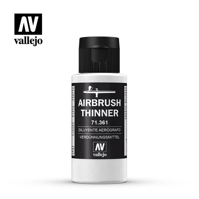 Vallejo Thinner airbrush thinner for smooth, even acrylic paint application and adjustable viscosity with water-soluble formula.
