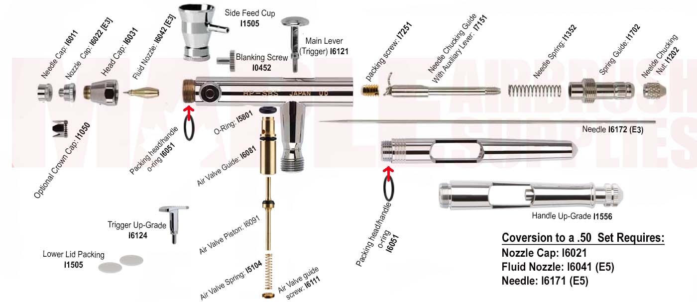 iwata Eclipse HPSBS Airbrush Parts