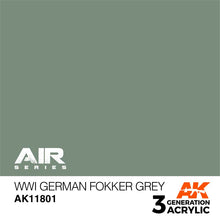 AK Air WWI German Fokker Grey premium acrylic paint with optimal coverage for brush and airbrush applications.