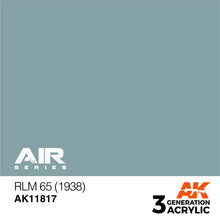 AK Air RLM 65 (1938) light blue acrylic paint for historically accurate Luftwaffe model aircraft finishes.
