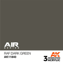 AK Air RAF Dark Green acrylic paint by AK Interactive replicates RAF third generation aircraft color tones for modeling.