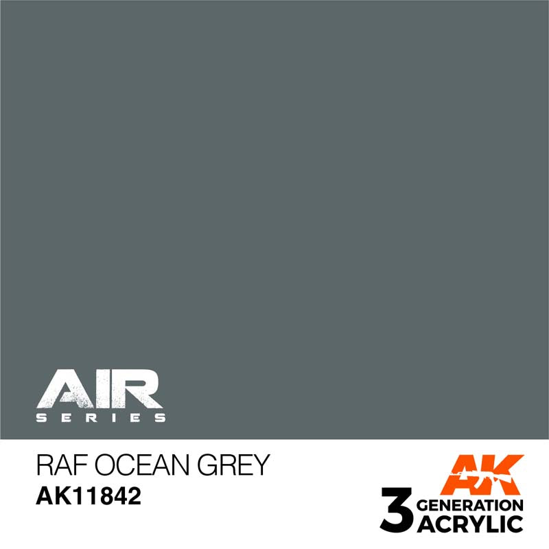 AK Air RAF Ocean Grey showing authentic enamel-based RAF aircraft grey paint from AK Interactive's 3rd Gen Acrylic series