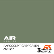 AK Air RAF Cockpit Grey-Green 17ml acrylic paint for realistic RAF aircraft cockpit modeling and easy brush application.