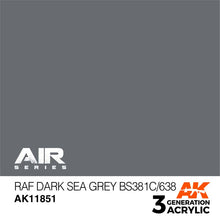 AK Air RAF Dark Sea Grey BS381C/638 paint from AK Interactive 3rd Gen, detailed WWII camouflage color replica.