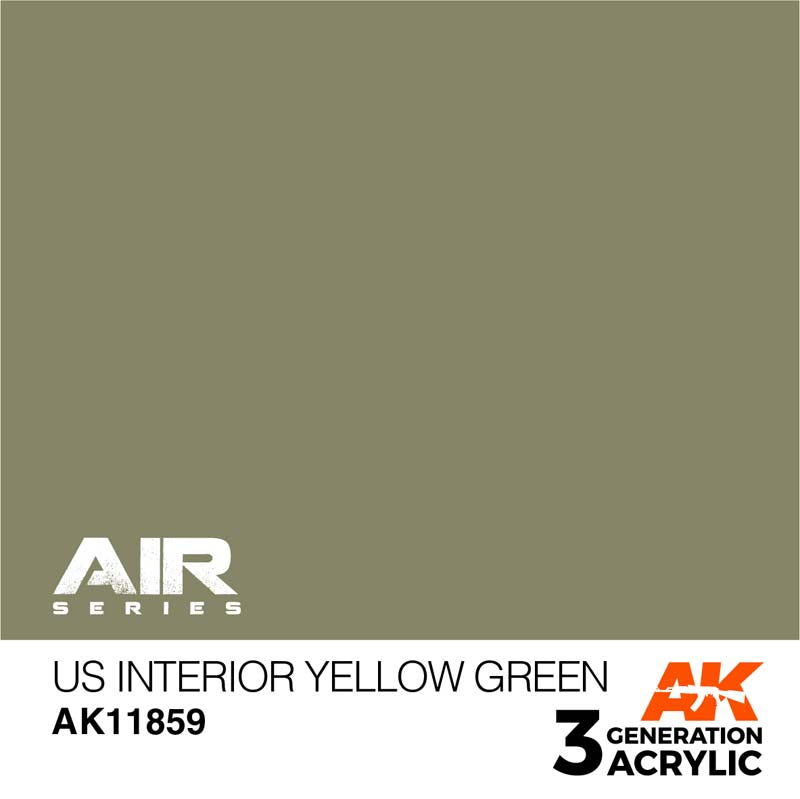 AK Air US Interior Yellow Green acrylic paint for realistic NATO-style interiors with premium pigment and lightfastness.