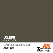 AK Air Dark Olive Drab 41 acrylic paint offers high pigmentation, excellent coverage, and smooth flow for scale models.