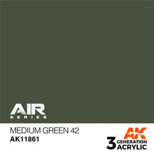 AK Air Medium Green 42 acrylic paint swatch showing deep, vivid medium green color with high pigmentation density.