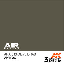 AK Air ANA 613 Olive Drab acrylic paint swatch showing an authentic military green shade for realistic modeling.