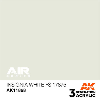 AK Air Insignia White FS 17875 acrylic paint swatch for accurate model color matching and excellent coverage.