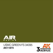 AK Air USMC Green FS 34095 acrylic paint swatch showcasing the USMC standard green FS 34095 by AK Interactive.
