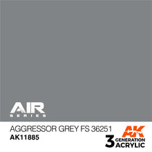 AK Air Aggressor Grey FS 36251 acrylic paint offers smooth, durable, quick-drying military color for scale models.
