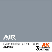 AK Air Dark Ghost Grey FS 36320 acrylic paint sample showing dark grey tonal finish for modeling and scale projects.