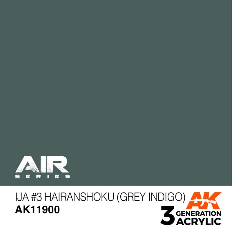 AK Air IJA #3 Hairanshoku (Grey Indigo) paint swatch showcasing realistic WWII aircraft grey-indigo camouflage color.
