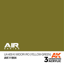 AK Air IJA #29 Ki Midori iro (Yellow-Green) acrylic paint for realistic Japanese Imperial Army aircraft modeling.