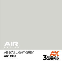 AK Air AE-9/AII Light Grey acrylic paint providing smooth, durable coverage ideal for modelers' projects.