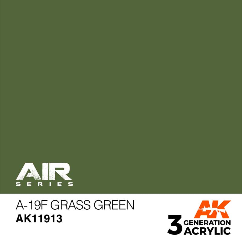 AK Air A-19f Grass Green pigment-based acrylic paint for realistic, fade-resistant scale model landscapes by AK Interactive.