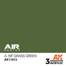 AK Air A-19f Grass Green pigment-based acrylic paint for realistic, fade-resistant scale model landscapes by AK Interactive.