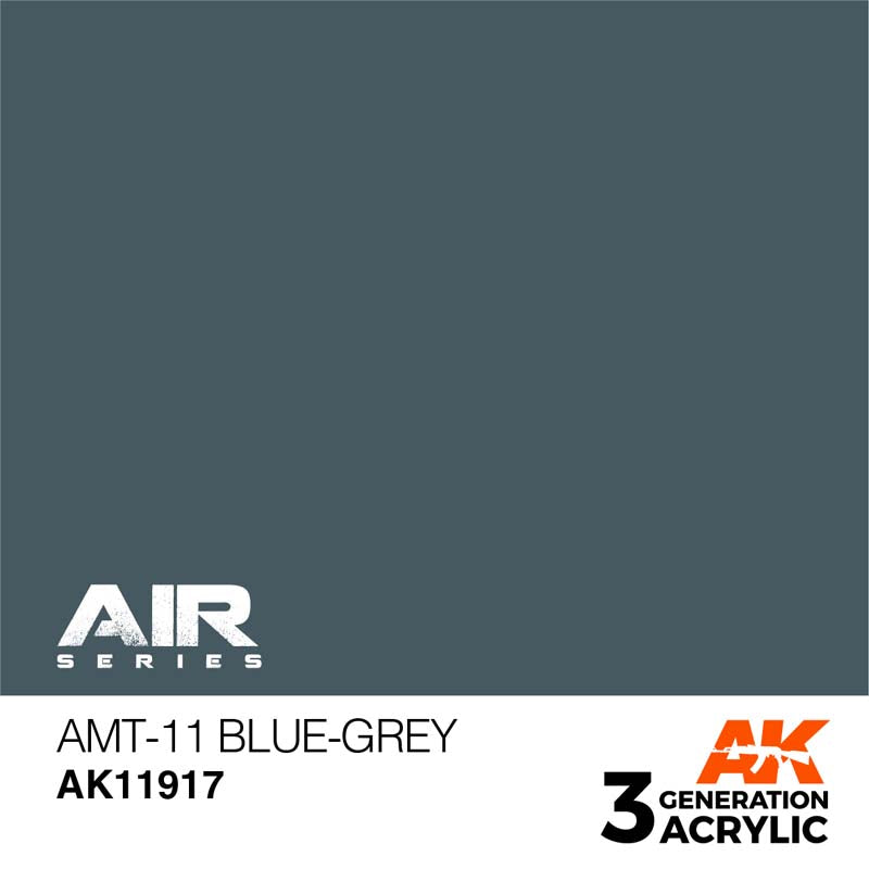 AK Air AMT-11 Blue-Grey acrylic paint in a 3rd generation formula for smooth, long-lasting coverage and easy application.