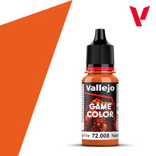 Vallejo Game Color Orange Fire 72008 18ml bottle of vibrant orange acrylic paint for miniature and model painting.