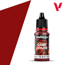 Vallejo Game Color Gory Red 72011 18ml bottle with deep blood red paint for miniature and model painting.