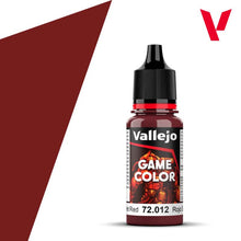 Vallejo Game Color Scarlet Red 72012 18ml bottle of acrylic paint for detailed miniature and model painting applications.