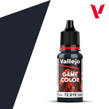 Vallejo Game Color Night Blue 72019 18ml bottle with dark blue paint for miniature and model painting.