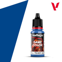 Vallejo Game Color Magic Blue 72021 18ml bottle of vibrant blue acrylic paint for miniatures and models.