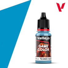 Vallejo Game Color Electric Blue 18ml bottle with vibrant blue paint for detailed miniature and model painting.