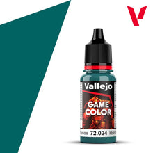 Vallejo Game Color Turquoise 72024 18ml bottle with vibrant turquoise paint for miniature and model painting.