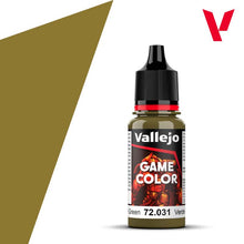 Vallejo Game Color Camouflage Green 18ml bottle of acrylic paint for miniature and model painting.