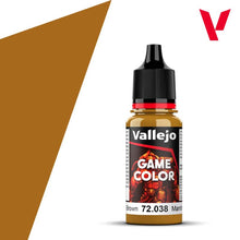 Vallejo Game Color Scrofulous Brown 18ml bottle with rich brown paint for miniature and model painting.