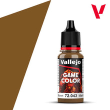 Vallejo Game Color Beasty Brown 72043 18ml bottle with rich brown acrylic paint for detailed miniature painting.