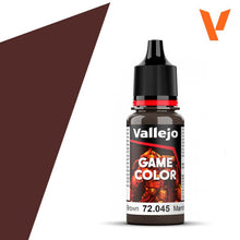 Vallejo Game Color Charred Brown 72045 18ml bottle of acrylic paint for miniature and model painting.