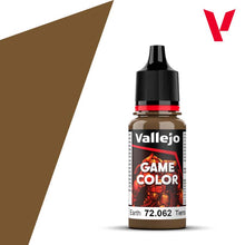Vallejo Game Color Earth 72062 18ml bottle with brown acrylic paint for miniature and model painting projects.