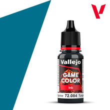 Vallejo Game Ink Dark Turquoise bottle 18ml for detailed miniature painting and vibrant game color effects.