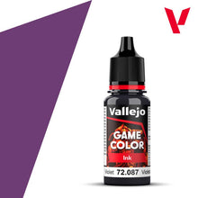 Vallejo Game Ink Violet 18ml bottle with vibrant violet pigment for detailed miniature and model painting.