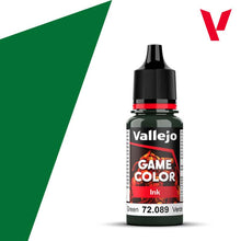 Vallejo Game Ink Green 18ml bottle of high-quality green gaming ink for detailed miniature painting and model coloring.