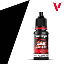 Vallejo Game Ink Black 72094 18ml bottle of black game color ink for detailed miniature painting and modeling.