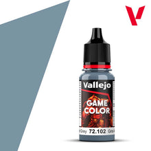 Vallejo Game Color Steel Grey 72102 18ml bottle of acrylic paint designed for miniature and model painting.