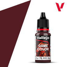 Vallejo Game Color Nocturnal Red 72111 18ml bottle showing deep red paint shade for miniature painting.