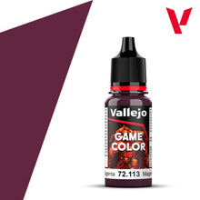 Vallejo Game Color Deep Magenta 72113 18ml bottle showing high-quality acrylic paint for miniature and model painting.